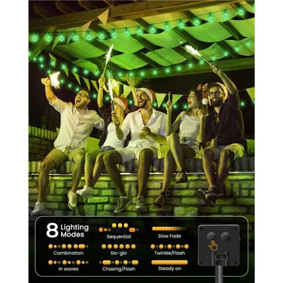 Solar String Lights Outdoor 60 Led 35.6Feet Crystal Globe Lights with 8 Lighting - Picture 4 of 7